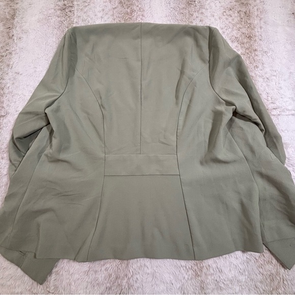 Torrid 00 Open Front Blazer Sage Green Ruched Sleeve Workwear Career Jacket - Picture 13 of 13